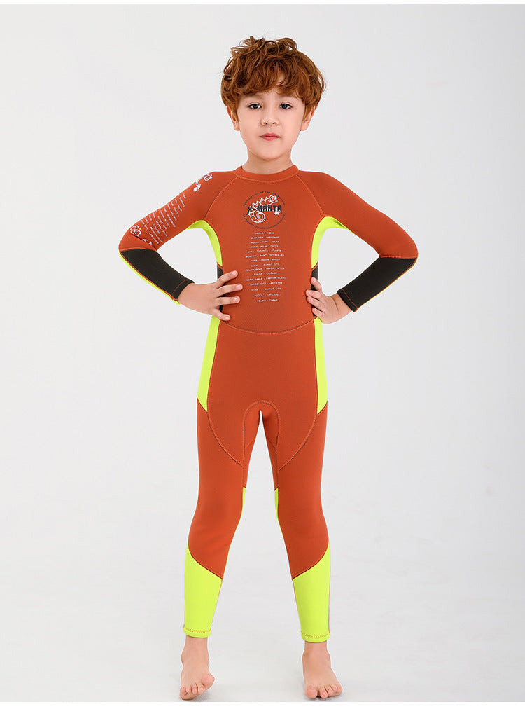 Children back zipper diving suit