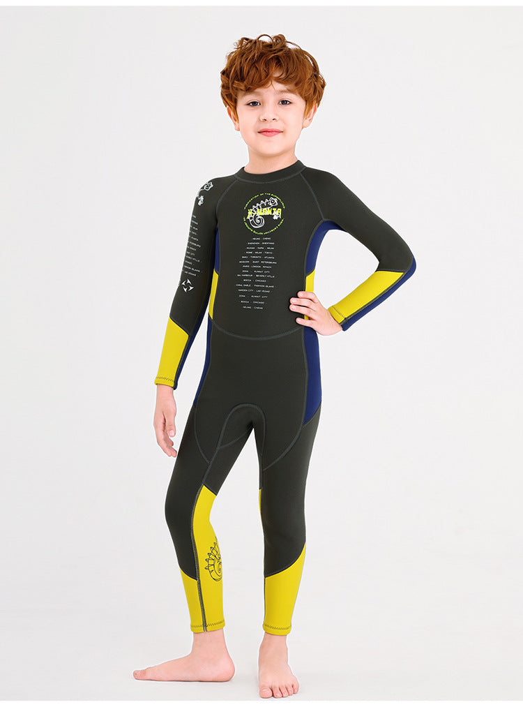Children back zipper diving suit
