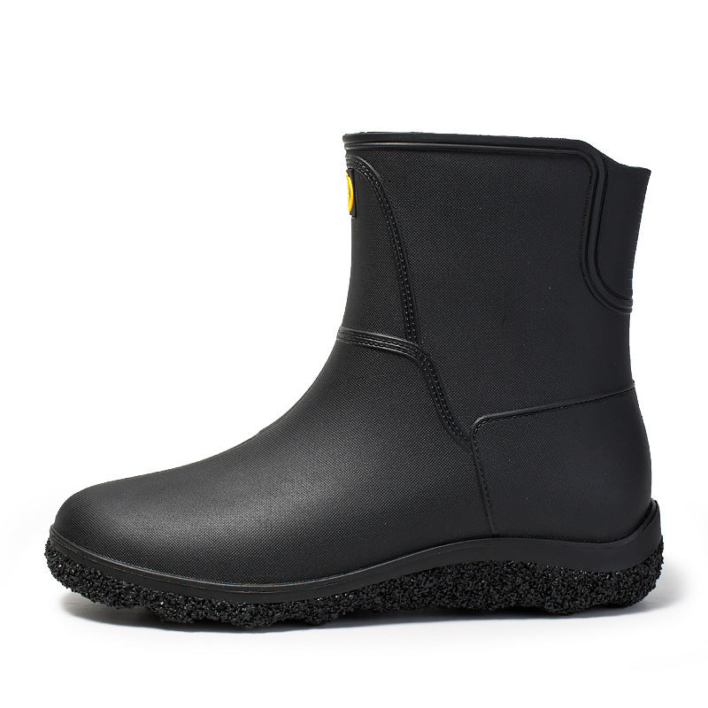 Mid-Tube Rain Boots Men's Water Shoes