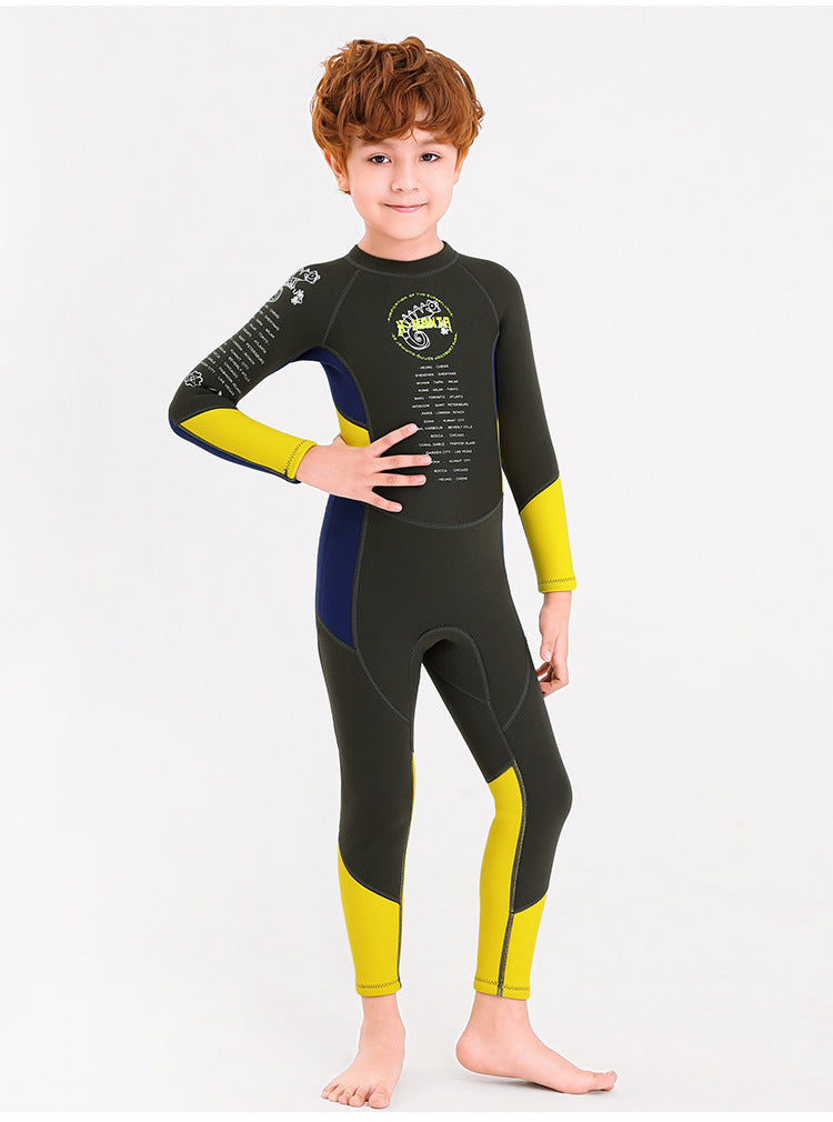 Children back zipper diving suit