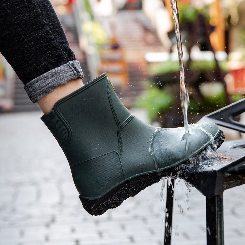 Mid-Tube Rain Boots Men's Water Shoes