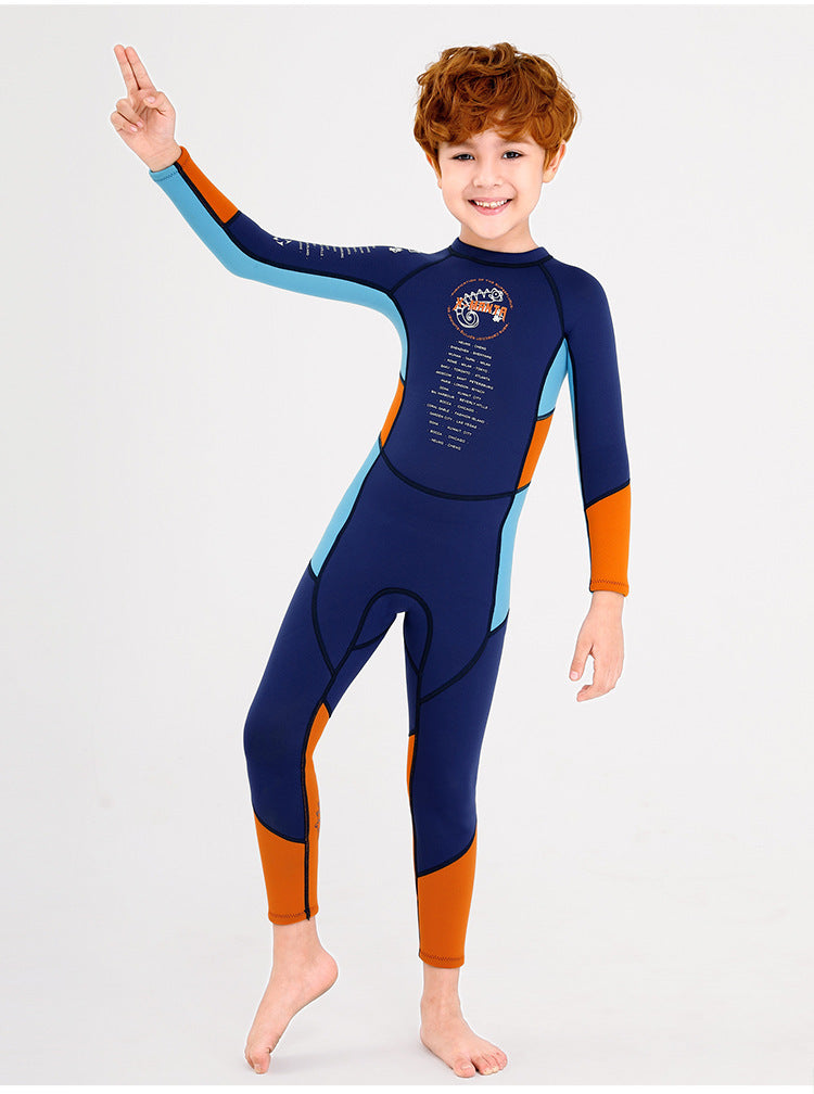 Children back zipper diving suit